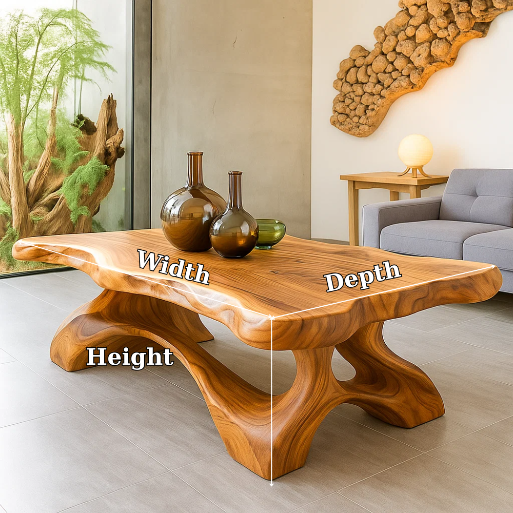 Handcrafted Solid Wood Coffee Table – Sculptural Live-Edge Centerpiece for Modern Interiors