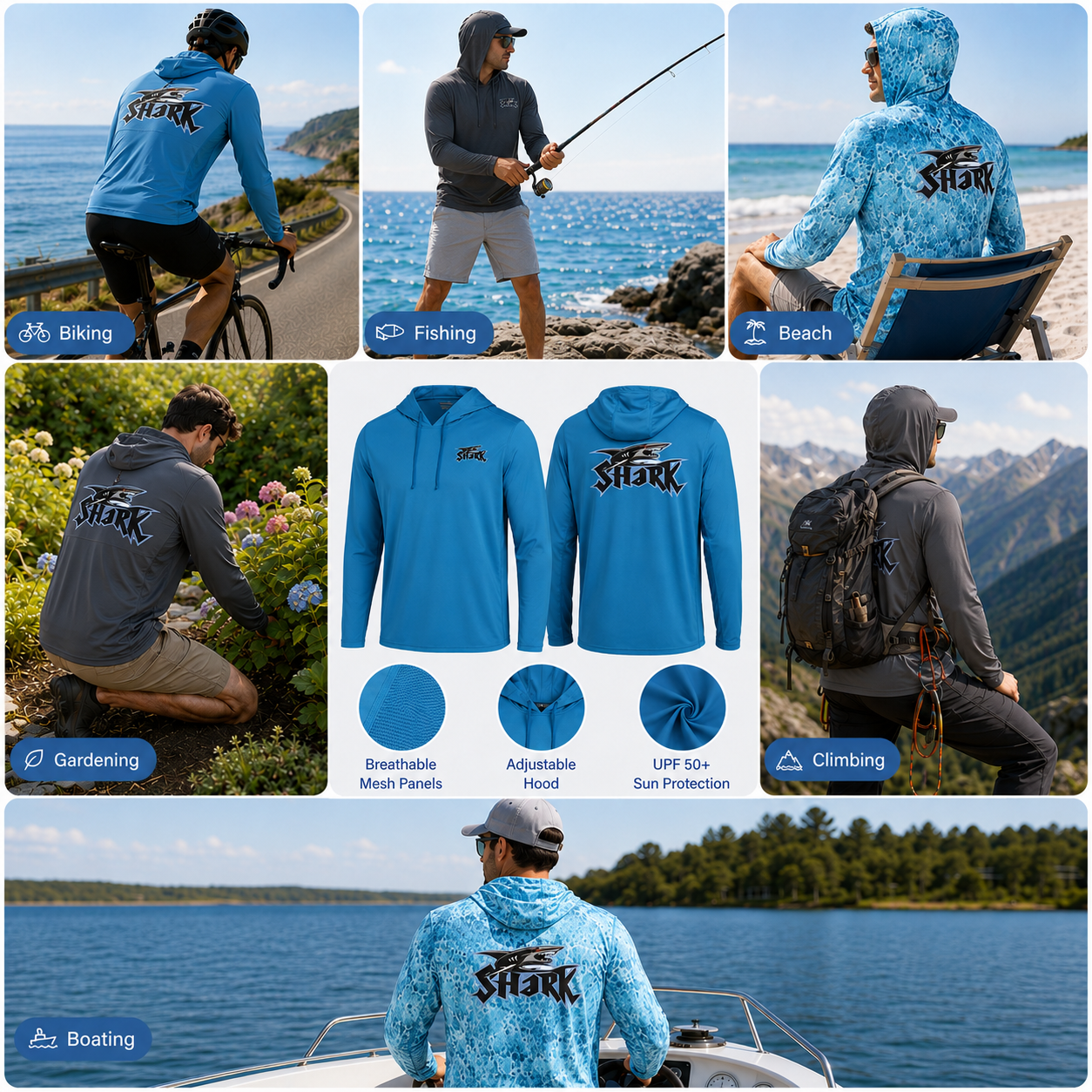 Custom Long Sleeve UPF 50+ Fishing Hoodie – Lightweight, Breathable, Quick Dry & Windproof Outdoor Shirt