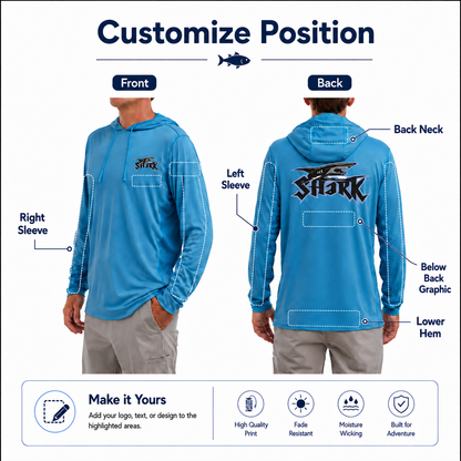 Custom Long Sleeve UPF 50+ Fishing Hoodie – Lightweight, Breathable, Quick Dry & Windproof Outdoor Shirt