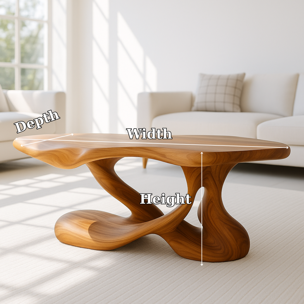 Handcrafted Solid Wood Coffee Table – Sculptural Organic Centerpiece for Modern Living Rooms