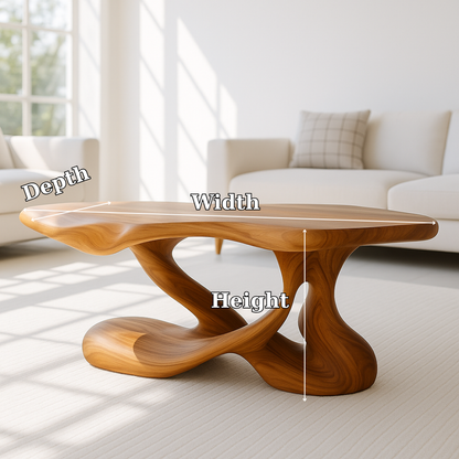 Handcrafted Solid Wood Coffee Table – Sculptural Organic Centerpiece for Modern Living Rooms