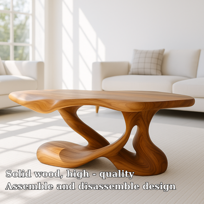 Handcrafted Solid Wood Coffee Table – Sculptural Organic Centerpiece for Modern Living Rooms