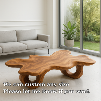 Handcrafted Solid Wood Coffee Table – Organic Sculptural Wave Design