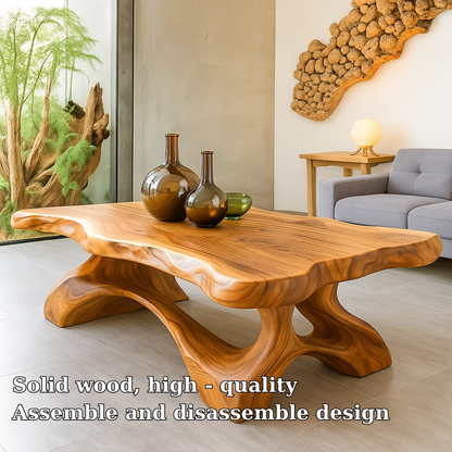 Handcrafted Solid Wood Coffee Table – Sculptural Live-Edge Centerpiece for Modern Interiors