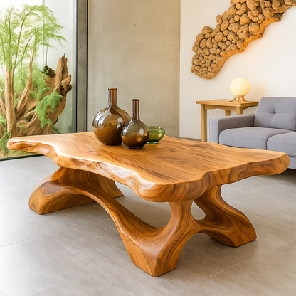Handcrafted Solid Wood Coffee Table – Sculptural Live-Edge Centerpiece for Modern Interiors