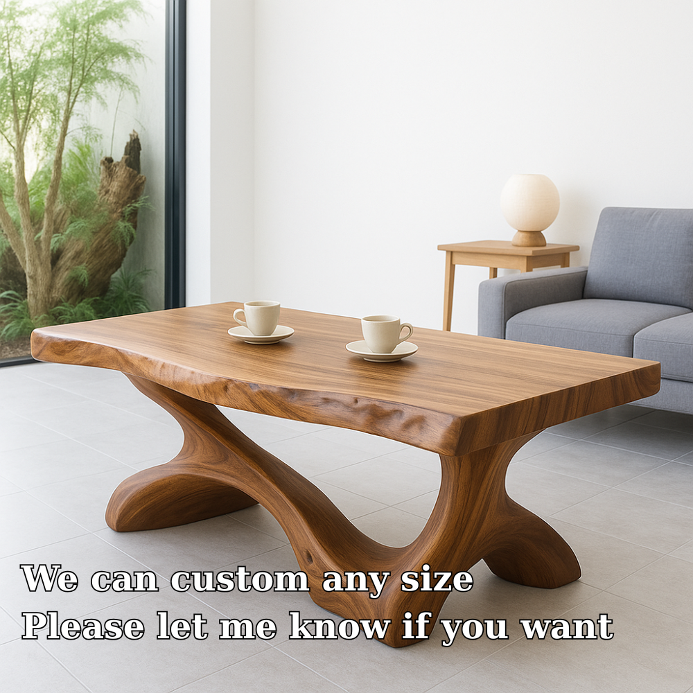 Handcrafted Solid Wood Coffee Table – Sculptural Live-Edge Design for Modern Living Rooms
