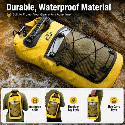 Personalized Waterproof Adventure Dry Bag – Custom Name Roll Top Backpack for Water Sports & Outdoor Travel
