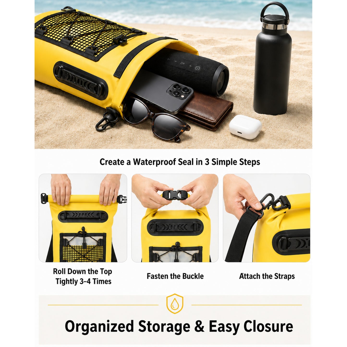 Personalized Waterproof Adventure Dry Bag – Custom Name Roll Top Backpack for Water Sports & Outdoor Travel